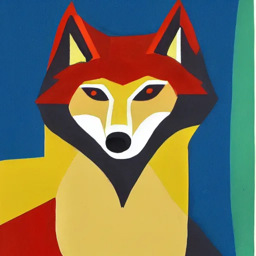 Image similar to A Bauhaus style painting of a anthropomorphic furry wolf