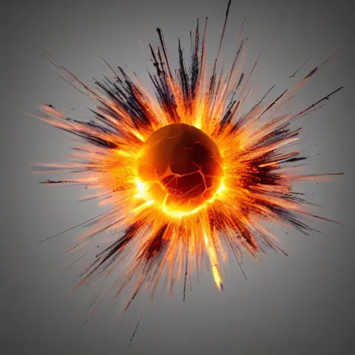 Prompt: explosion render, white background, extremely high quality explosion, 3D render, 3D render of an explosion, realistic, realistic explosion