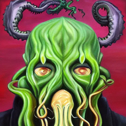 Image similar to handsome portrait of cthulhu, oil on canvas, high budget