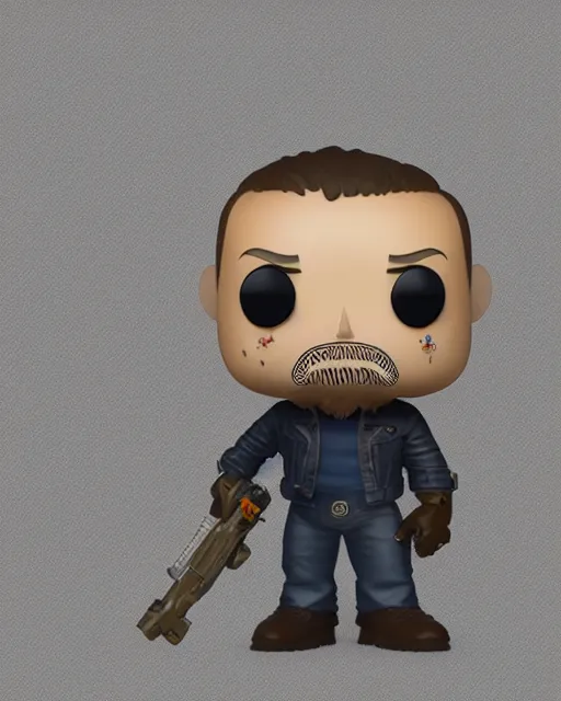 Image similar to full body 3d render of Tom Hardy as a funko pop, studio lighting, white background, blender, trending on artstation, 8k, highly detailed