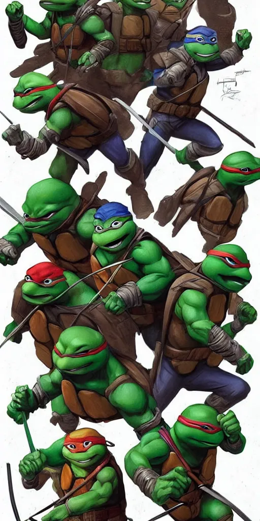 Image similar to Teenage mutant ninja turtle character concept art by carlos huante