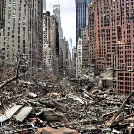 Image similar to photo of new york in ruins