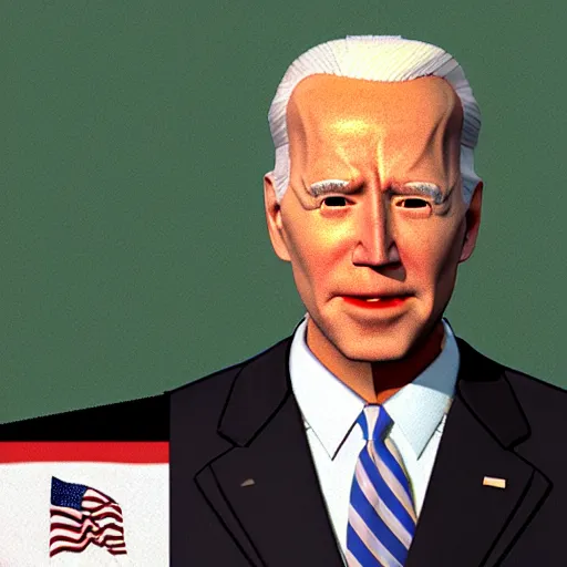 Prompt: 1991 Low poly cgi model of Joe biden