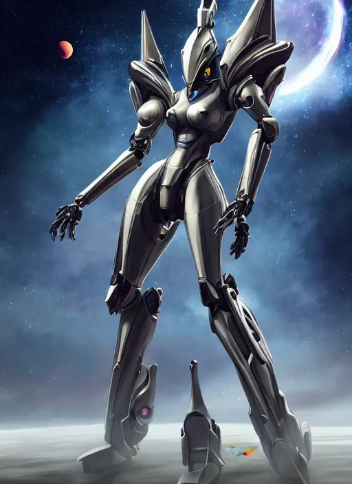 Image similar to cinematic shot, galactic sized perfectly proportioned stunning beautiful anthropomorphic robot mecha female dragon, space background, larger than planets, posing elegantly, with earth in hands, sleek silver armor, epic proportions, epic size, epic scale, ultra detailed digital art, furry art, macro art, dragon art, giantess art, warframe fanart, furaffinity, deviantart