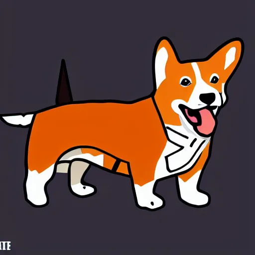 Image similar to corgi dressed as thor, vector art, comic style