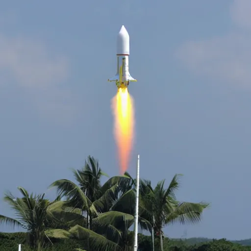 Image similar to a banana rocket launched from the launch pad at wenchang space launch site in hainan, china