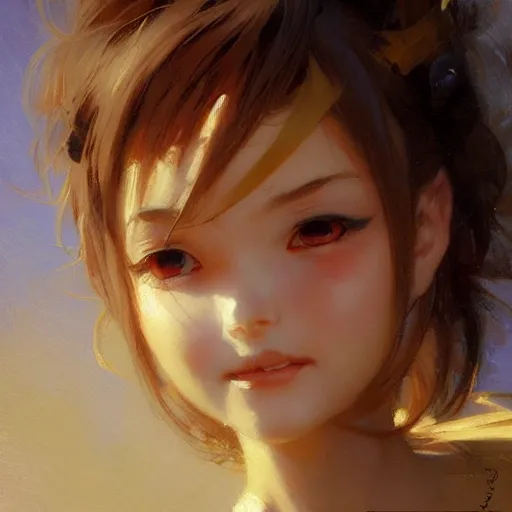 Prompt: cute anime girl faces, painting by gaston bussiere, craig mullins, j. c. leyendecker