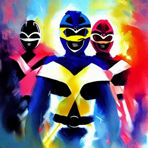 Prompt: mighty morphin power rangers jeremy mann painting