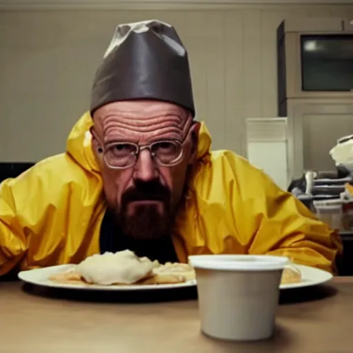 Prompt: morbidly obese walter white eating mcdonalds in breaking bad 4 k, epic, cinematic, focus, movie still, fantasy, serious, extreme detail, atmospheric, dark colour, sharp focus