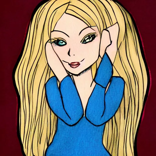 Prompt: blond girl drawn by firolian