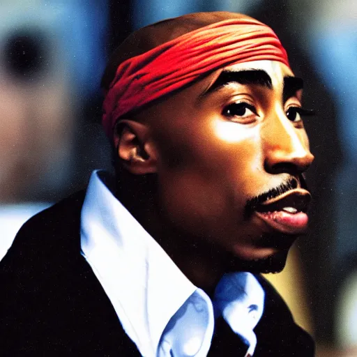 Image similar to Tupac Shakur, screenshot from a 2012s anime