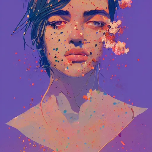 Prompt: watercolot painting by conrad roset, cannabis flowers growing out, portrait, cgsociety, artstation