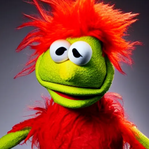 Image similar to studio portrait still of muppet!!!!! heat miser!!!!!! as a muppet muppet as a muppet, 8 k, studio lighting, key light,