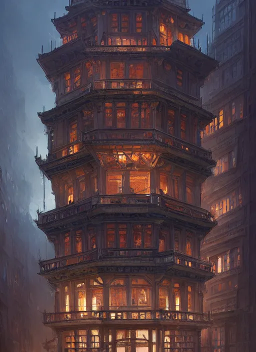 Image similar to a building with a very complicated architecture by mikyoung kim, very detailed, intricate details, complimentary colors, perfect lighting, perfect composition, aesthetic, masterpiece, award winning, artstation, darek zabrocki, greg rutkowski, artgerm, 4 k