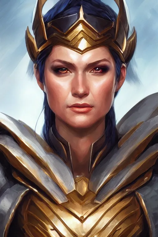 Image similar to amazon valkyrie athena, d & d, fantasy, portrait, highly detailed, headshot, digital painting, trending on artstation, concept art, sharp focus, illustration, art by artgerm and greg rutkowski and magali villeneuve