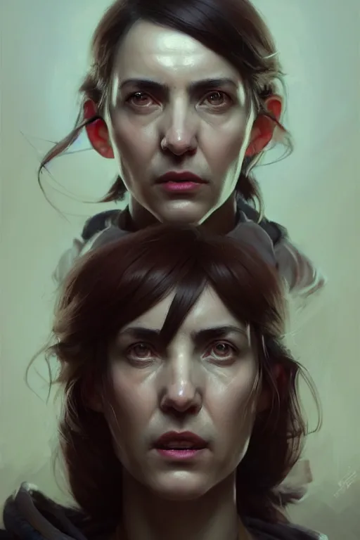 Image similar to portrait of ( ( ( ( maia sandu ) ) ) ) with a dramatic facial expression, by wlop, greg rutkowski, and peter mohrbacher, extremely detailed shading, concept art, character design, digital painting, trending on artstation, unreal engine 5, octane render, atmosphere, glow, cinematic lighting, full of color