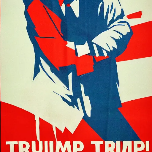 Prompt: soviet propaganda poster of donald trump, soviet art, 4 k, viktor semenovich