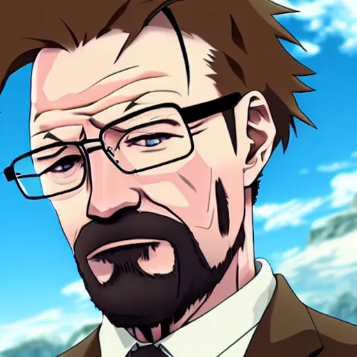 Image similar to walter white in an anime visual novel