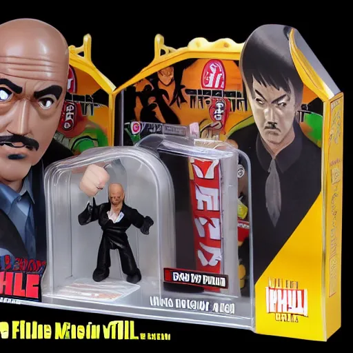 Image similar to dr. phil fighting bruce lee pvc figures, ultra smug faces, karate movie, action fx