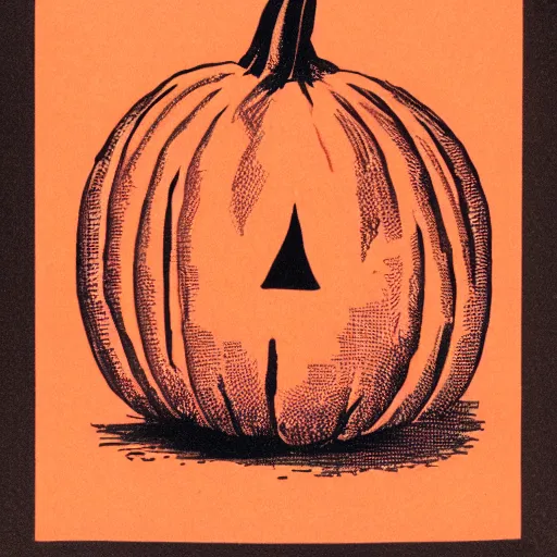 Image similar to a vintage risograph of a pumpkin