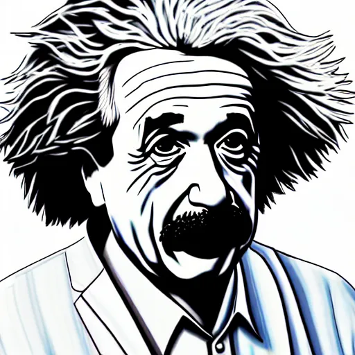 Image similar to albeert einstein in gta v illustrated by stephen bliss