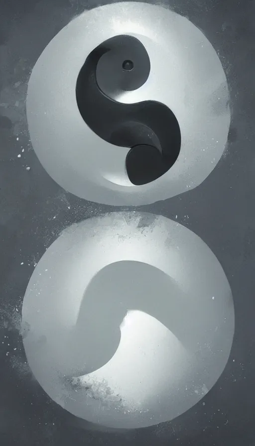 Image similar to Abstract representation of ying Yang concept, by Greg Rutkowski