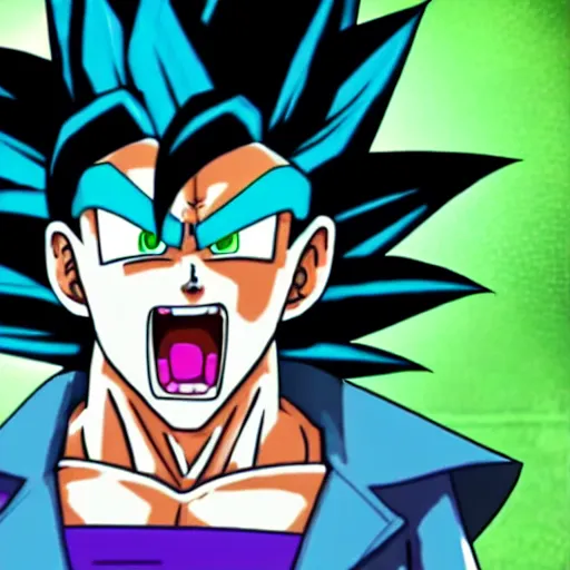 Image similar to portrait of Rick Sanchez as a dragon ball character, perfectly animated