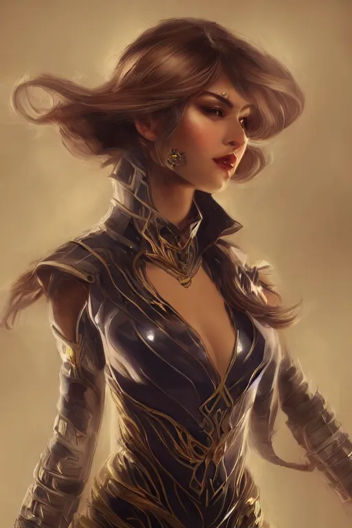 Prompt: three quarters portrait pose of a beautiful woman,super heroine costume,super powers, fantasy, intricate, elegant, highly detailed, digital painting, artstation, concept art,shining, sharp focus, illustration, art by Stanley Lau