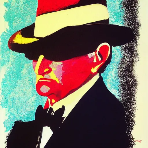 Prompt: the godfather, painting by david hockney