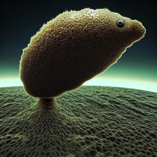 Image similar to hyperrealism photography computer simulation visualisation of parallel universe the mole in surreal scene from art house movie by caravaggio rendered in mandelbulb 4 d