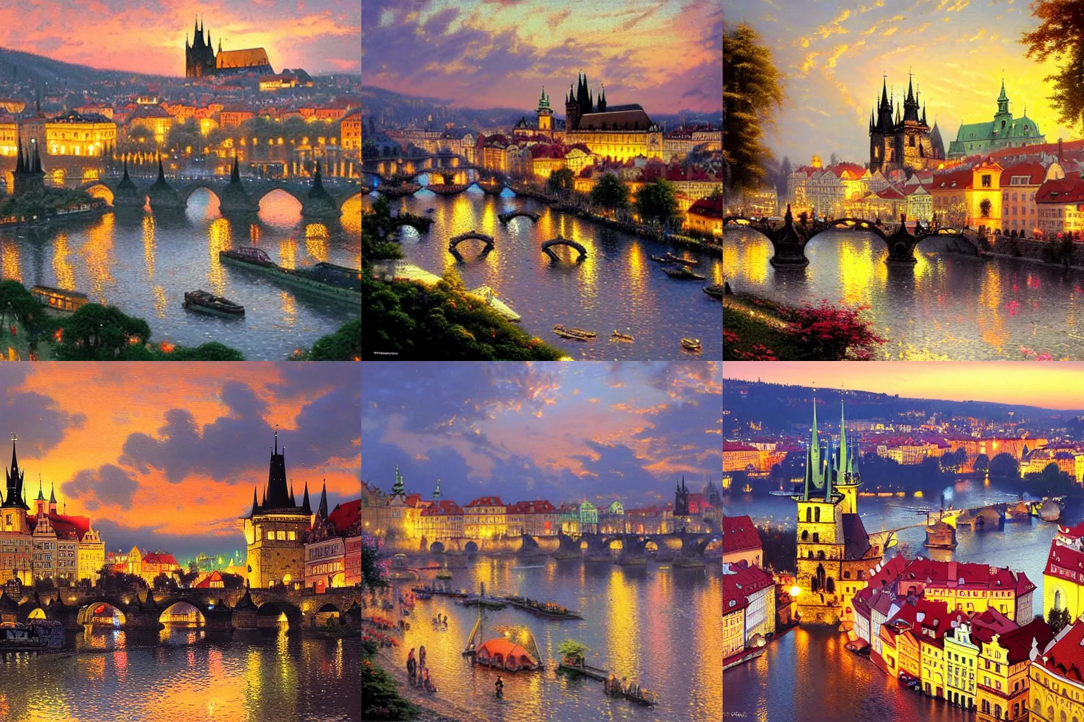 Prompt: Prague by Thomas Kinkade