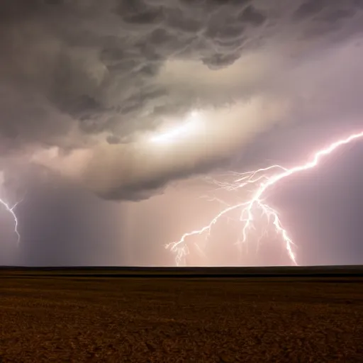 Prompt: photo of a vast wasteland filled with lightning and tornadoes