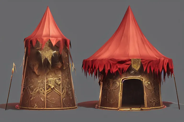 Prompt: 3d sculpt of a dark fantasy gothic circus tent, artstaton, League of Legends, red dead redemption2, overwatch, digital illustration