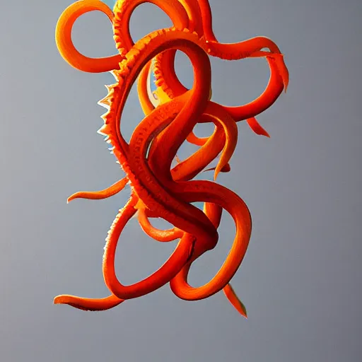 Image similar to cardboard cutout of tentacles, cut out of colored corrugated cardboard, realistic, cardboard cutout, flat, hyperrealistic photography