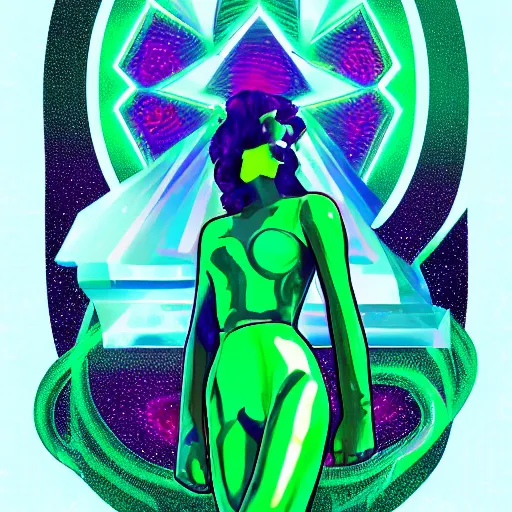 Image similar to emerald gem, epic retrowave art, trending on art station