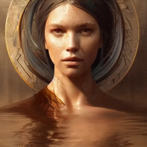 Image similar to a beautiful portrait of a water goddess with transparent skin by Greg Rutkowski and Raymond Swanland, Trending on Artstation, ultra realistic digital art