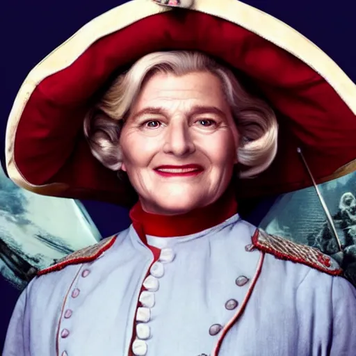 Image similar to A movie still of Captain Simcoe (Turn) as Mrs Doubtfire, dynamic lighting, smiling, 8k, 2022 picture of the year