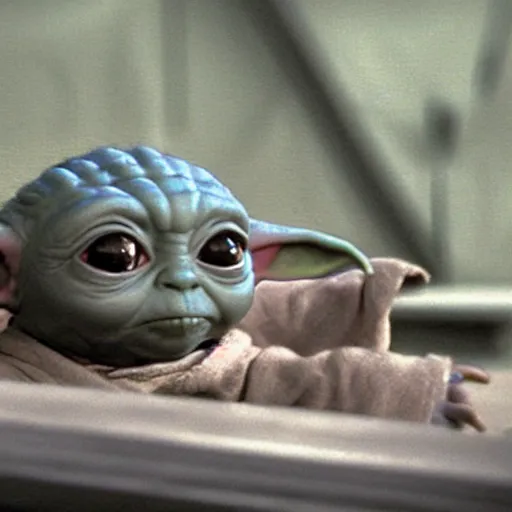 Prompt: a film still of baby yoda's son in the jedi academy in star wars realistic, detailed