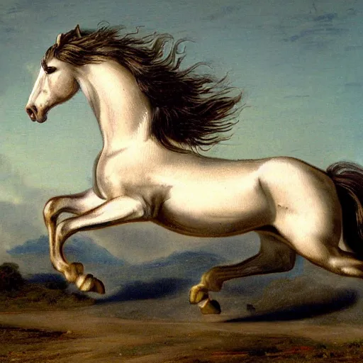 Prompt: a galloping wild horse, by Giuseppe-Castiglione