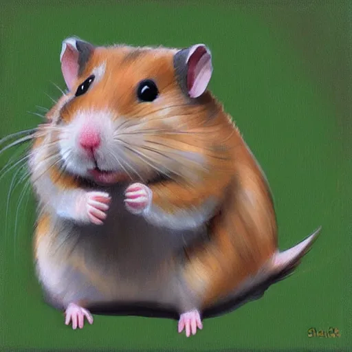Image similar to smilling hamster, artwork by steve henderson