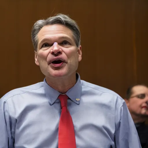 Image similar to fbi director Christopher wray as a clown, photo 55mm, f/1.3