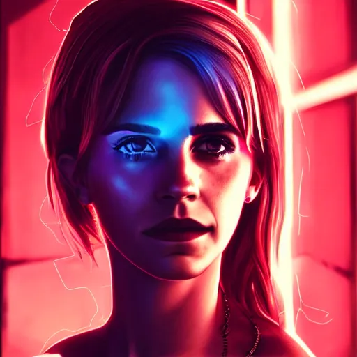 Prompt: Portrait of Emma Watson, cyberpunk style futuristic neon lights, artstation cgsociety masterpiece highly-detailed