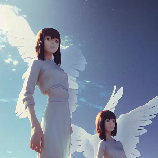 Prompt: angels very highly detailed, award winning, rendered by Beeple, by Makoto Shinkai, syd meade, digital art, unreal engine, blender, WLOP, trending on artstation, 4K UHD image