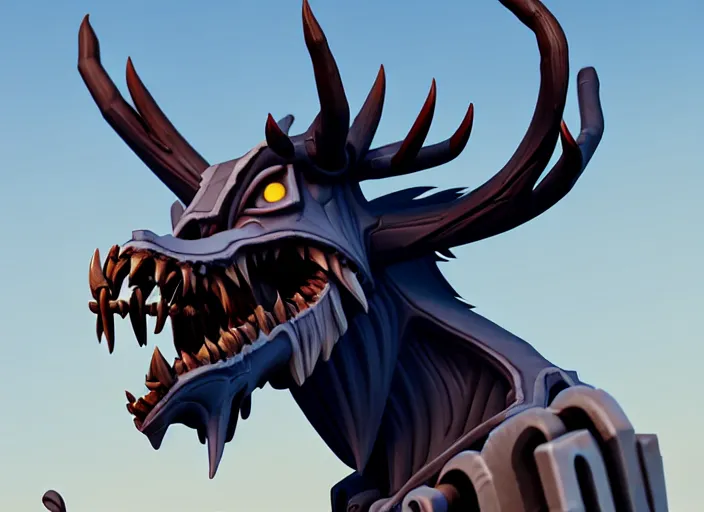 Image similar to wendigo head, stylized stl, 3 d render, activision blizzard style, hearthstone style, darksiders art style, greg rutkowski style