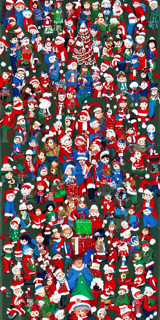Prompt: a christmas scene by where's waldo