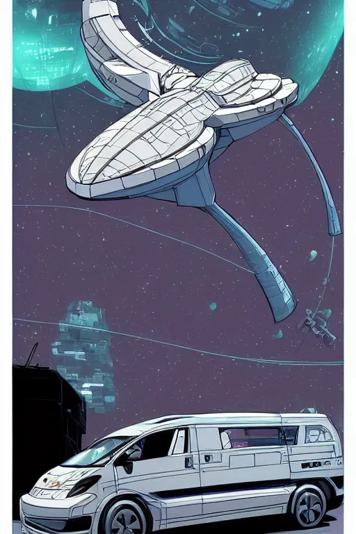 Image similar to space ship, concept art, futuristic van by josan gonzalez, victor calleja