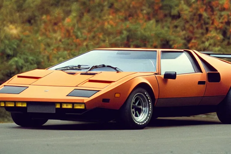 Prompt: 1975 De Tomaso Pantera Countach, movie still, speed, cinematic Eastman 5384 film