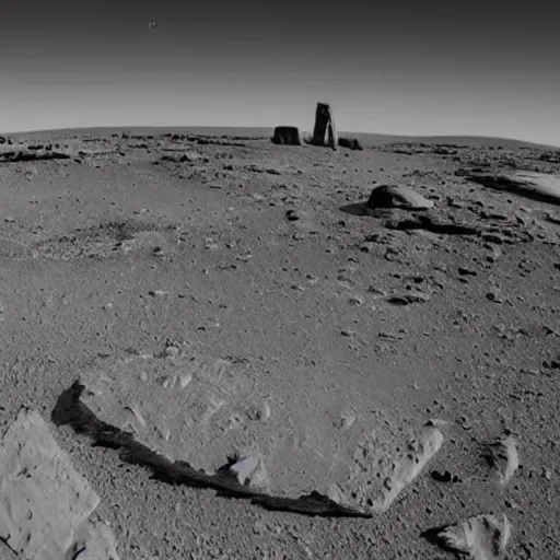 Prompt: stonehenge on mars with space and spaceship in the background