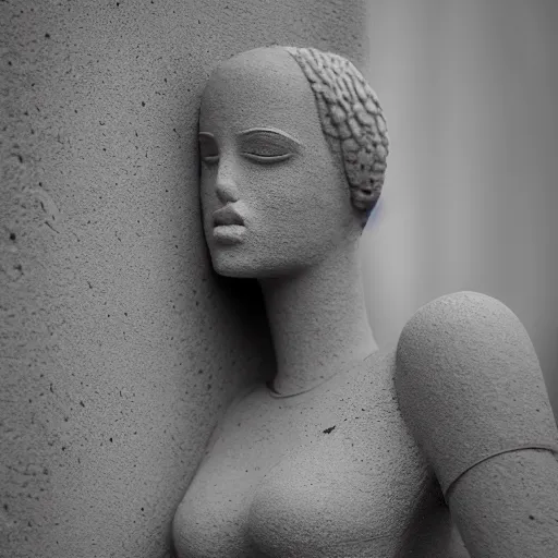 Image similar to gorgeous brutalist woman made out of concrete, extremely high detail and masterful composition, highly symmetric, 8K, Leica Vario-Elmar-S 30-90mm f/3.5-5.6 ASPH