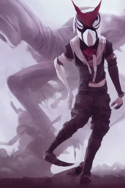 Prompt: anime guy wearing anbu mask with spider legs growing on his back, wlop, concept art, digital painting, trending on artstation, highly detailed, epic composition, 8 k uhd